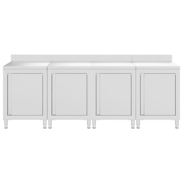 Komercialna delovna miza z omarico 240x60x96 cm nerjaveče jeklo - Image 3