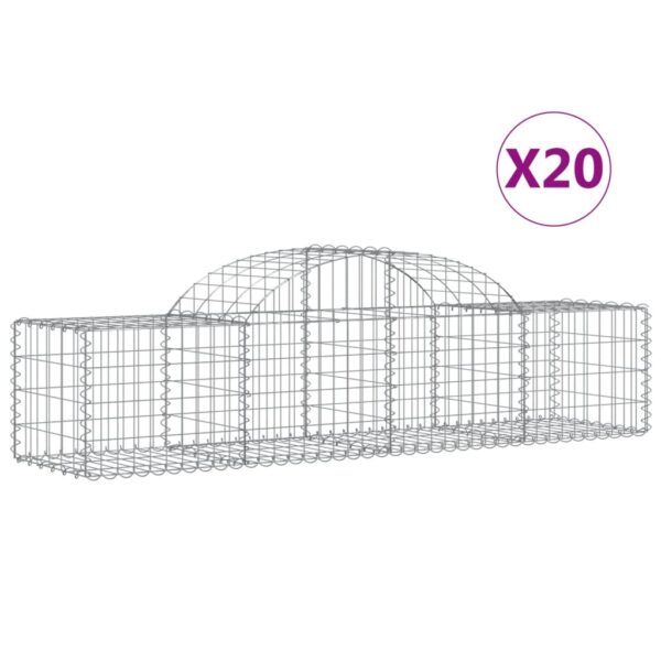 Obokane gabion košare 20 kosov 200x50x40/60 cm pocinkano železo - Image 2