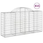 Obokana gabionska košara 15 kos 200x50x100/120cm cinkano železo - Image 2