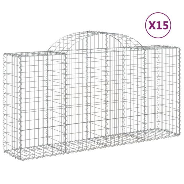Obokana gabionska košara 15 kos 200x50x100/120cm cinkano železo - Image 2