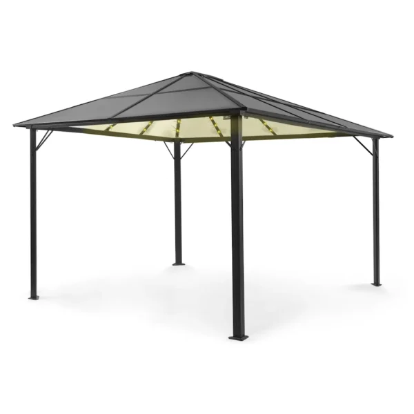 Blumfeldt Pantheon Solid Sky Ambient Solar, paviljon s streho, 3 x 4 m, polikarbonat, aluminij, osvetljen