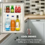 Klarstein Cool Kid, mini hladilnik s 4-litrskim zamrzovalnikom, 66 l, 41 dB, F, nerjaveče jeklo, brušeno - Image 5