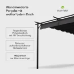 Blumfeldt Pantheon Wall Pergola, stenska pergola, 3 x 4 m, prašno lakirano jeklo, odporno na vremenske vplive (črna) - Image 4