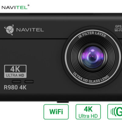 NAVITEL R980 4K avto kamera, 4K Ultra HD, 3″ zaslon, G-senzor, 140° snemalni kot, aplikacija, darilni bon, črna