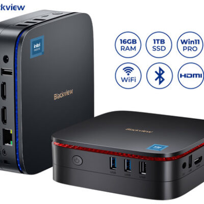 Blackview MP60 namizni mini računalnik, Windows 11 PRO, Intel N95, 16GB RAM, 1TB SSD, Dual WiFi, Bluetooth, Ethernet, 4x USB, 2x HDMI