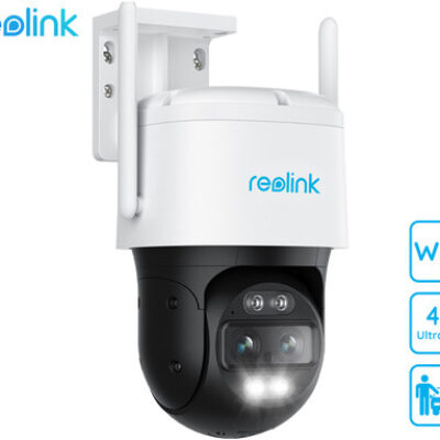 Reolink TrackMix W760 IP kamera, WiFi, dva objektiva, 4K Ultra HD, vrtenje in nagibanje, IR nočno snemanje, LED reflektorji, aplikacija, vodoodporna, dvosmerna komunikacija, bela