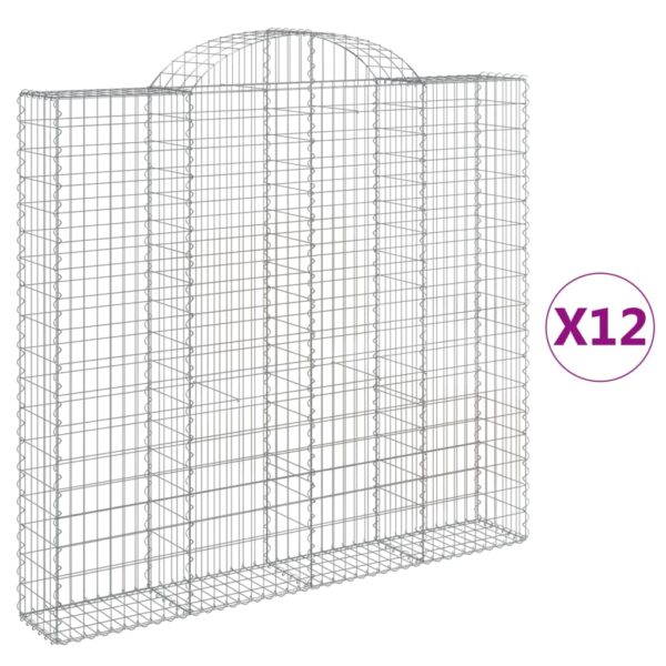 Obokane gabion košare 12 kosa 200x30x180/200cm pocinkano železo - Image 2