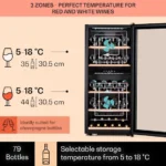 Klarstein Vinamour 66 Duo, vinska vitrina, 2 coni, 204 l / 79 steklenic, 5-18 °C, upravljanje na dotik - Image 3