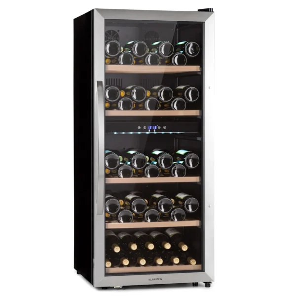 Klarstein Vinamour 66 Duo, vinska vitrina, 2 coni, 204 l / 79 steklenic, 5-18 °C, upravljanje na dotik