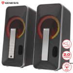 GENESIS HELIUM 100BT RGB računalniški zvočniki, STEREO 2.0, 10W RMS, RGB LED osvetlitev, 3.5mm audio jack, Bluetooth 5.0, gumbi za upravljanje