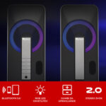 GENESIS HELIUM 100BT RGB računalniški zvočniki, STEREO 2.0, 10W RMS, RGB LED osvetlitev, 3.5mm audio jack, Bluetooth 5.0, gumbi za upravljanje - Image 2
