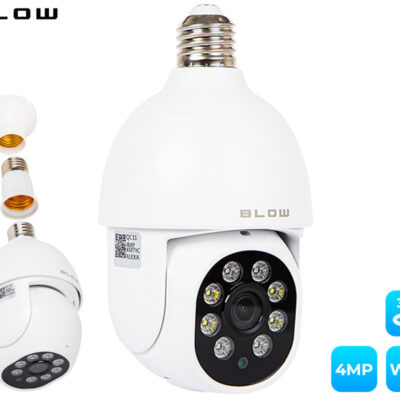 BLOW T-834 IP kamera + LED žarnica, 2v1, WiFi, Full HD 4MP, vrtenje, nagibanje, IR nočno snemanje, senzor gibanja, aplikacija, bela