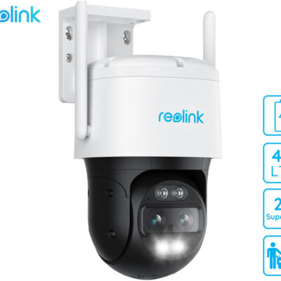 Reolink TrackMix G765 IP kamera, dva objektiva, 2K 4MP Super HD, vrtenje in nagibanje, IR nočno snemanje, LED reflektor, aplikacija, vodoodpornost, dvosmerna komunikacija, bela