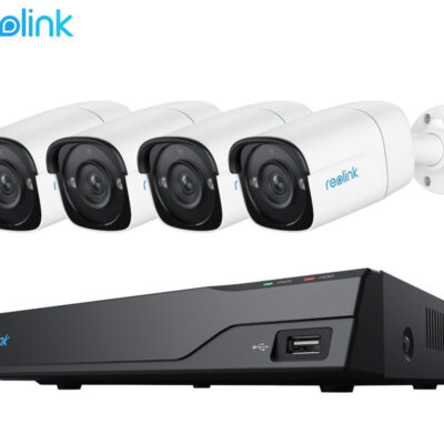 Reolink NVS8-5MB4 varnostni komplet, 1x NVR snemalna enota (2TB) + 4x IP kamere P320, 5MP Super HD, zaznavanje gibanja, IR LED, mikrofon, aplikacija, IP67