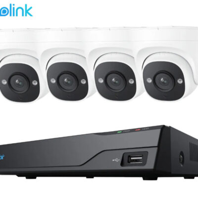 Reolink NVS8-5MD4 varnostni komplet, 1x NVR snemalna enota (2TB) + 4x IP kamere P324, 5MP Super HD, zaznavanje gibanja, IR LED, mikrofon, aplikacija, IP66