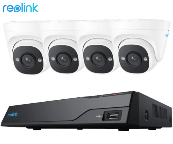 Reolink NVS8-5MD4 varnostni komplet, 1x NVR snemalna enota (2TB) + 4x IP kamere P324, 5MP Super HD, zaznavanje gibanja, IR LED, mikrofon, aplikacija, IP66