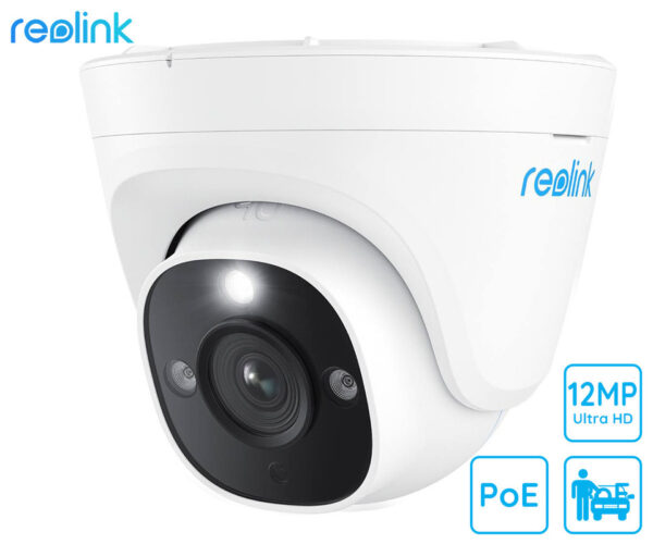 Reolink P344 IP kamera, PoE, 12MP UHD+, IR nočno snemanje, LED reflektor, aplikacija, IP67 vodoodpornost, dvosmerna komunikacija, bela