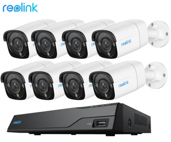 Reolink NVS16-12MB8 varnostni komplet, 1x NVR snemalna enota (4TB) + 8x IP kamere NVC-B12M, 12MP Ultra HD+, zaznavanje gibanja, IR LED, dvosmerna komunikacija, aplikacija, IP67