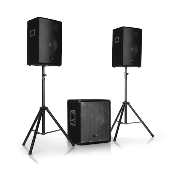 Auna Cube 1812, 2.1 Aktivni PA Set, 1600 Watt, 18″ Subwoofer, 2 x 12″ Zvočnik (razstavni eksponat - rabljeno!)