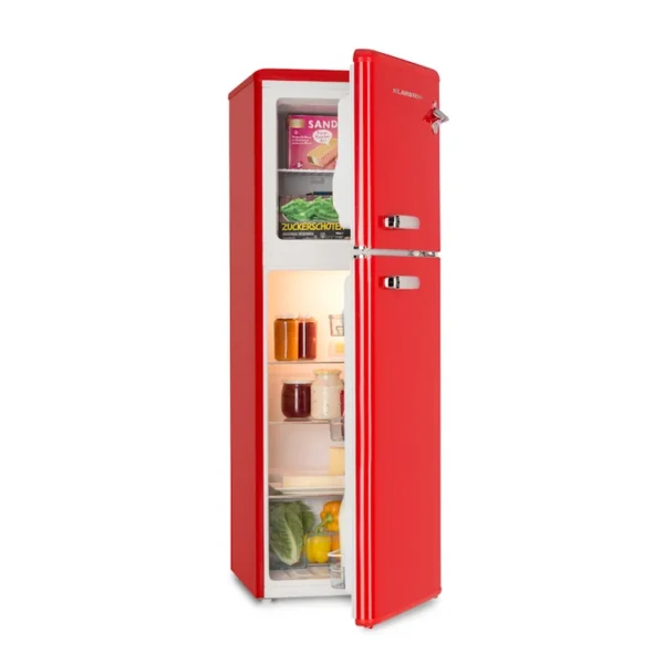 Klarstein Audrey retro hladilnik z zamrzovalnikom, 136l, rdeča barva