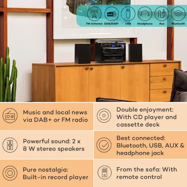 Auna 388-DAB+ stereo sistem, črni les - Image 2