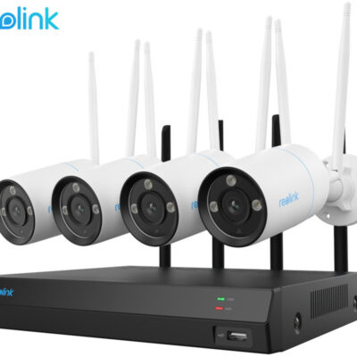 Reolink NVS12-8MB4W varnostni komplet, Dual WIFI 6, 1x snemalna enota + 4x IP kamere, 4K 8MP Ultra HD, 2TB disk, priklop do 12 kamer, razširljiv spomin, neprekinjeno snemanje, PoE / WiFi namestitev