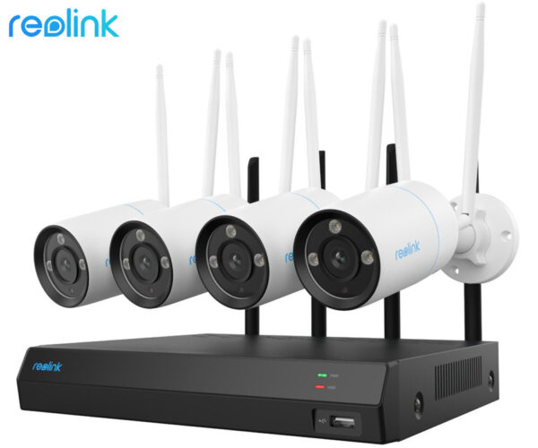 Reolink NVS12-8MB4W varnostni komplet, Dual WIFI 6, 1x snemalna enota + 4x IP kamere, 4K 8MP Ultra HD, 2TB disk, priklop do 12 kamer, razširljiv spomin, neprekinjeno snemanje, PoE / WiFi namestitev