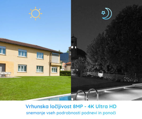 Reolink NVS12-8MB4W varnostni komplet, Dual WIFI 6, 1x snemalna enota + 4x IP kamere, 4K 8MP Ultra HD, 2TB disk, priklop do 12 kamer, razširljiv spomin, neprekinjeno snemanje, PoE / WiFi namestitev - Image 2