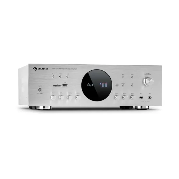 Auna AMP-218 BT, digitalni prostorski ojačevalnik, 5.1, 2 x 120 W, 3 x 50 W, RMS, BT, srebrne barve