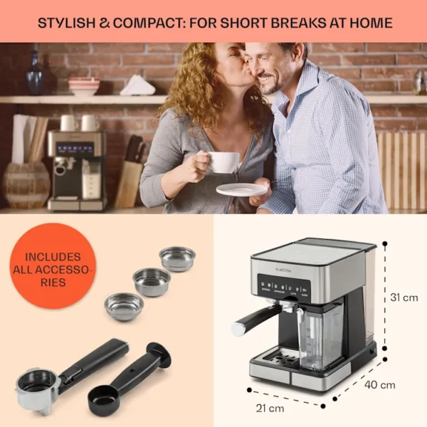 Klarstein Arabica Comfort aparat za espresso, srebrna - Image 5