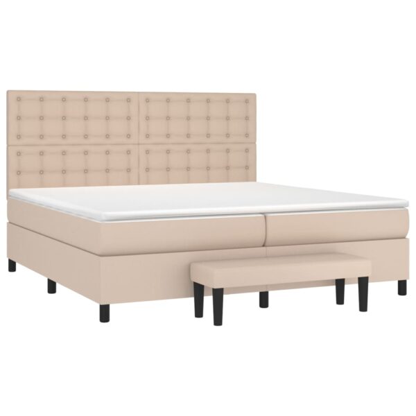 Box spring postelja z vzmetnico kapučino 200x200 cm um. usnje - Image 3