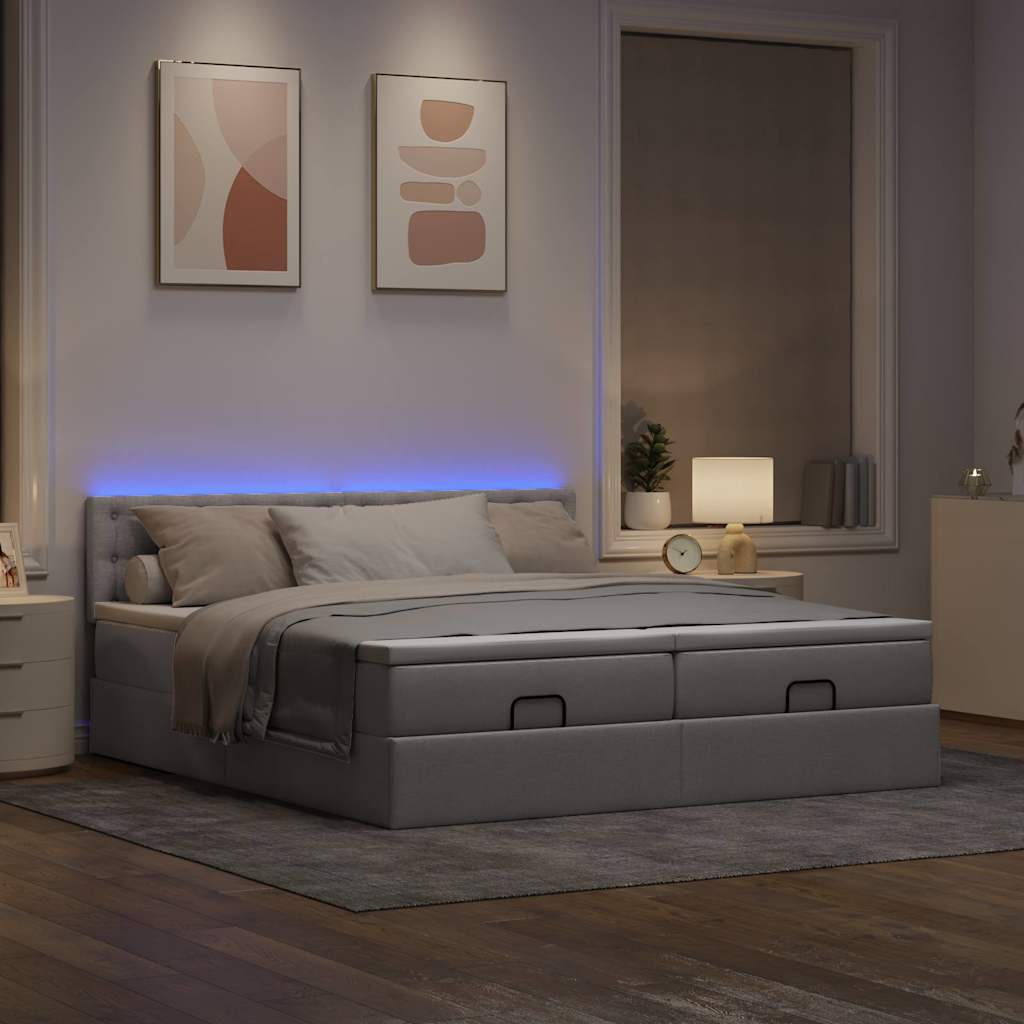 Otomanski posteljni okvir z vzmetnicami taupe 180×200 cm blago