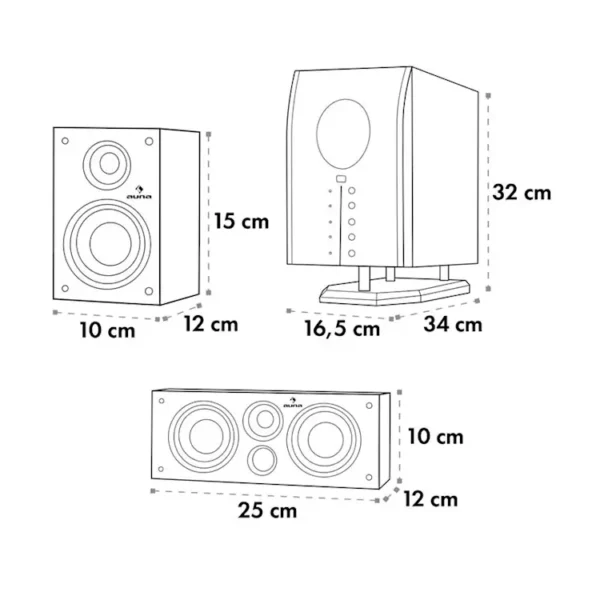 Auna Areal 525 BK 5.1 Surround Sound sistem aktivnih zvočnikov 95 RMS (črne barve) - Image 8