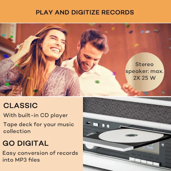 Auna Belle Epoque 1908 DAB Retro stereo sistem (beli les) - Image 3