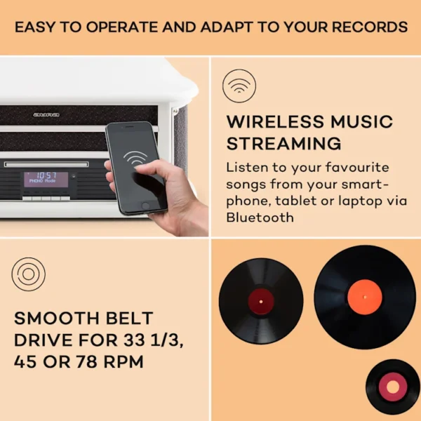 Auna Belle Epoque 1908 DAB Retro stereo sistem (beli les) - Image 4