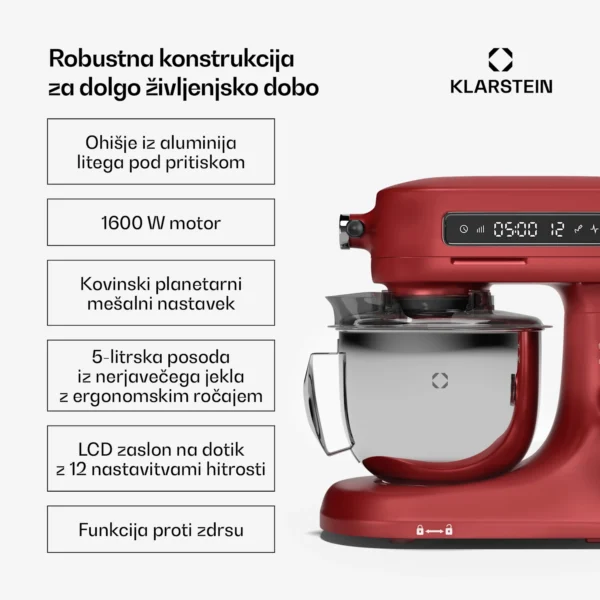 Klarstein Chiara kuhinjski robot, 1600 W (rdeč) - Image 2