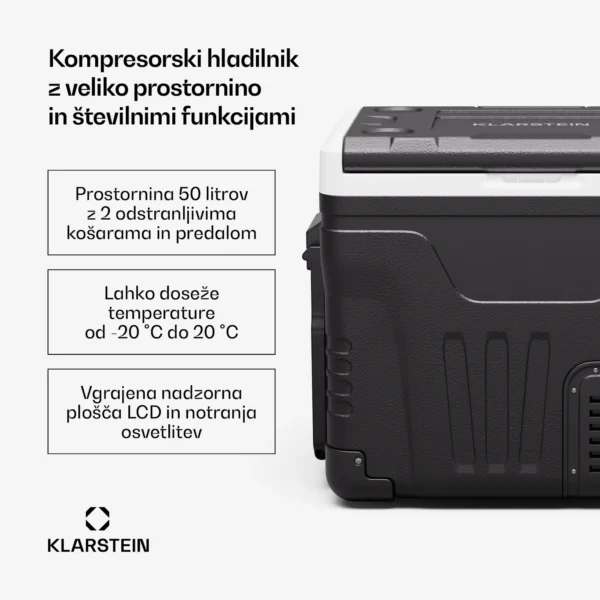 Klarstein PolarForce 50L kompresorski hladilnik in zamrzovalnik (črn) - Image 2