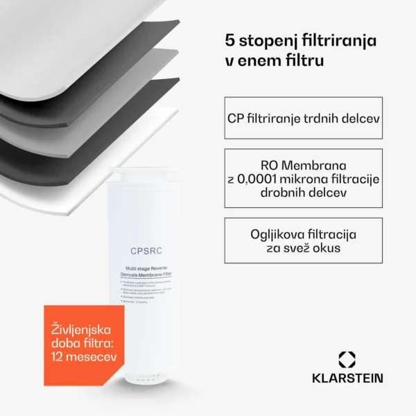 Klarstein VitalPour vodni filter, 5-stopenjski filter, reverzna osmoza, 5l rezervoar - Image 10