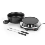 Klarstein Sirloin Raclette s Fondue, keramični lonec, 1200W, črna barva - Image 4