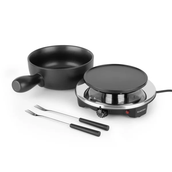 Klarstein Sirloin Raclette s Fondue, keramični lonec, 1200W, črna barva - Image 4