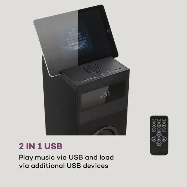 Auna Karaboom 100, stolpčni zvočnik, 120 W, bluetooth, 2 V 1 USB, črna barva - Image 5