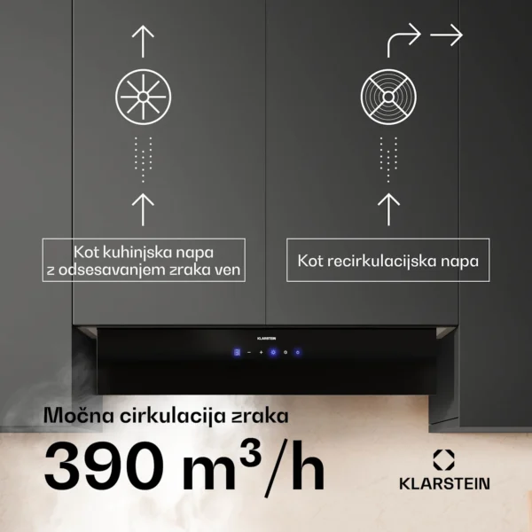 Klarstein Ventimate kuhinjska napa, 85 cm (črna) - Image 4