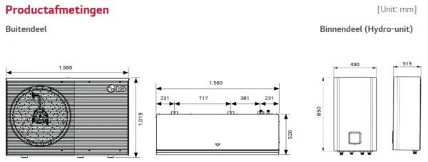 LG Monoblok HN1639HC NK0 + HM163HF UB60 R290 hidro enota, Toplotna črpalka 16kW - Image 9