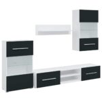 5 kosov TV enot z LED osvetlitvijo Matt Indigo Engineered Wood - Image 2