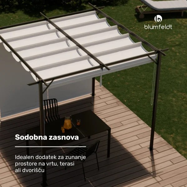 Blumfeldt Pantheon Robust pergola, 3 x 3m, s stranskimi ponjavami, bež - Image 3