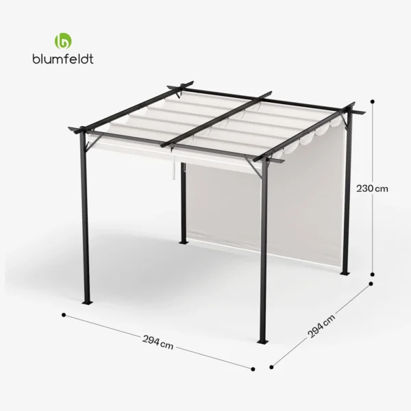 Blumfeldt Pantheon Robust pergola, 3 x 3m, s stranskimi ponjavami, bež - Image 7