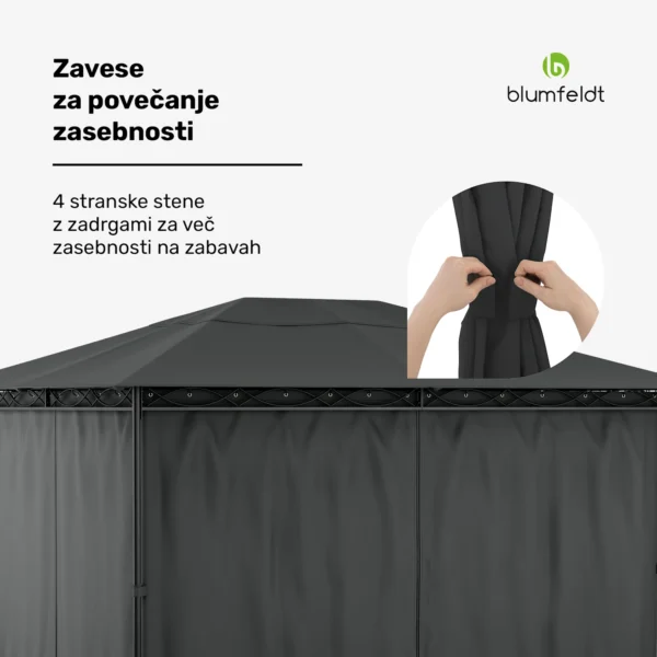 Blumfeldt Mondo Paviljon 3x4m, temno siva - Image 4