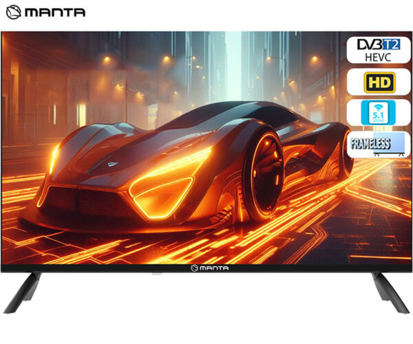 LED TV MANTA 32LHN124E, 32" (81cm), HD+, Dolby Digital+, STEREO 5.1, DVB-C/T/T2/S/S2/HEVC, Hotel Mode, 3x HDMI, 2x USB, 1x CI+, Frameless oblika