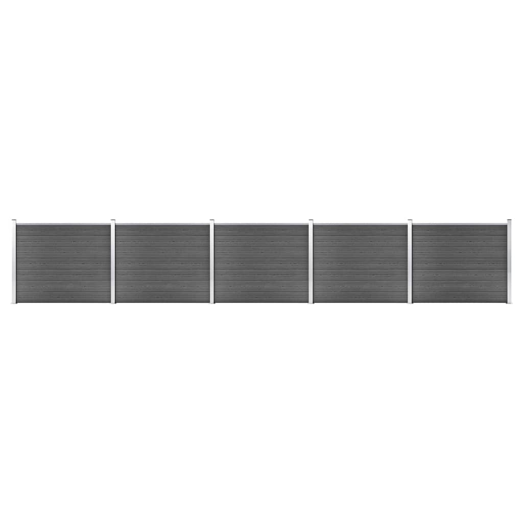 Komplet ograjnih panelov WPC 872×146 cm črn