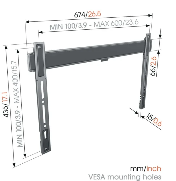 VOGELS TVM5605 fiksni stenski nosilec od 40" do 100" TV (1,5cm debeline) - Image 4